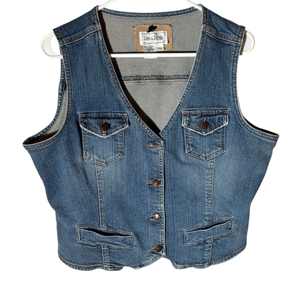 Denim vest by Live a Little Size PXL chest pockets and Slash pockets Button up